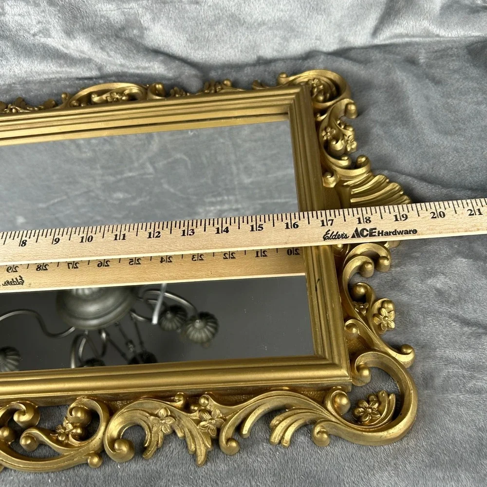 Vintage Home Interiors Gold Hollywood Regency Ornate Scroll Wall Mirror USA Made